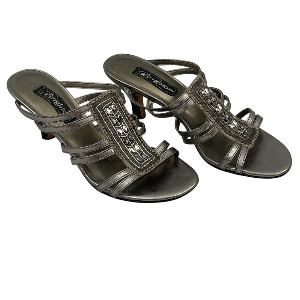 Brighton Rome Beaded Metallic Heeled Sandal